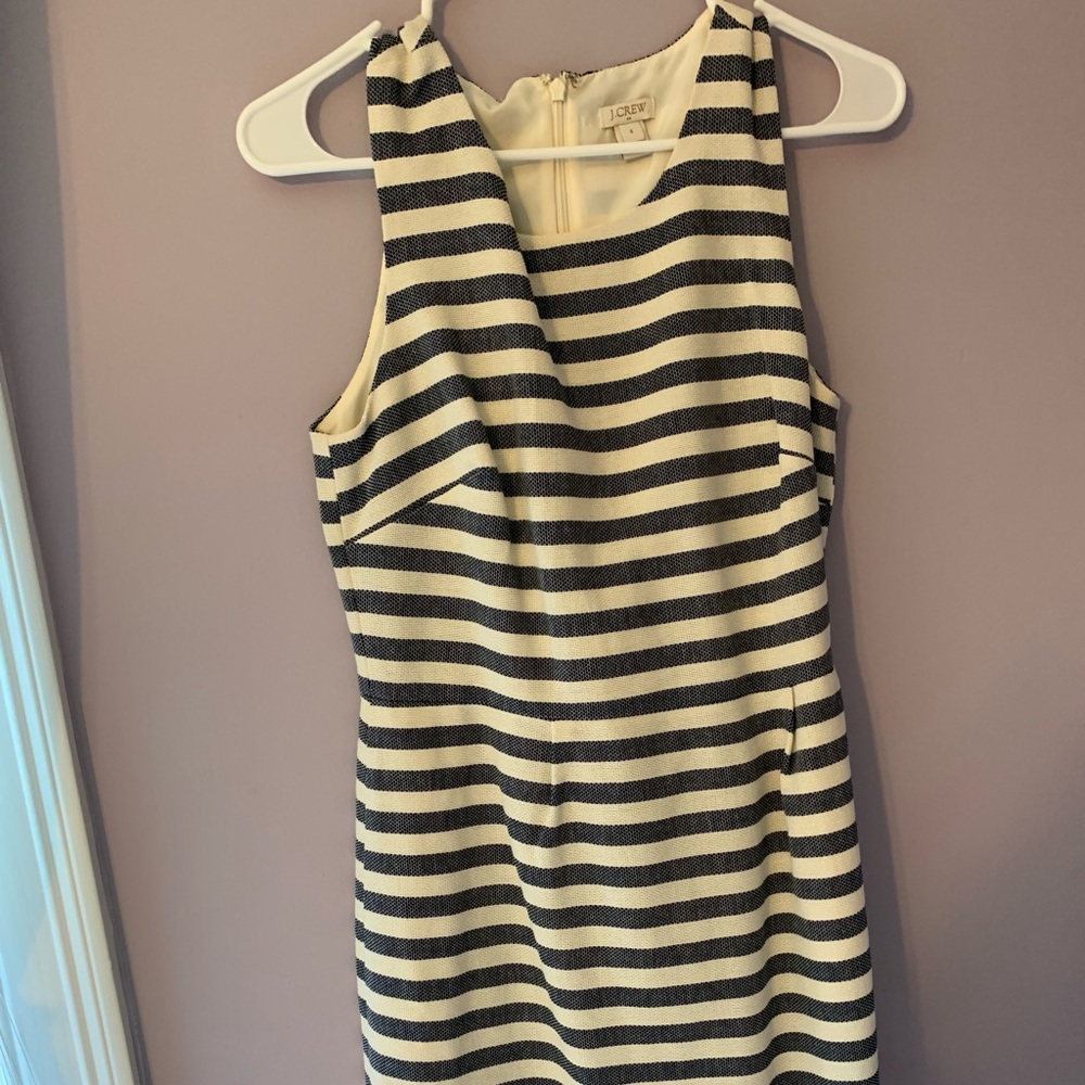 jcrew navy and white striped dress! never worn!